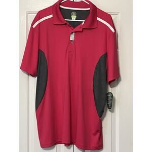 PGA Tour Men’s Golf Polo Shirt Air Flux Short Sleeve XL- Fushia & Gray NWT